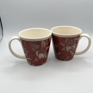2 Ceramic Waverly Garden Room Fruit Toile Mugs